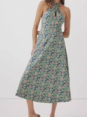 Pact Women's Organic Cotton Fit & Flare Modern Halter Dress Size L